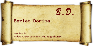 Berlet Dorina névjegykártya